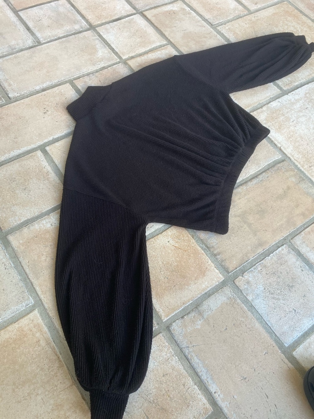 Forever 21 Black Ribbed Mock Neck Cropped Sweater